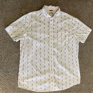 URBAN PIPELINE Men's XL Short Sleeve Button Down Shirt White w Red Detail EUC